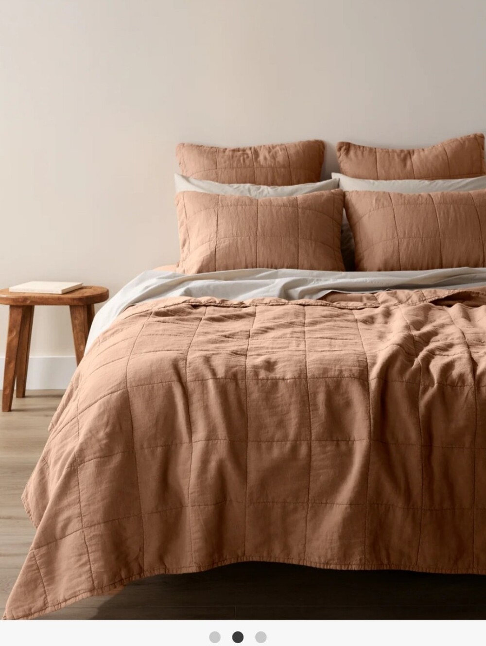 Parachute Linen Box Quilt- Full, Queen - Adobe